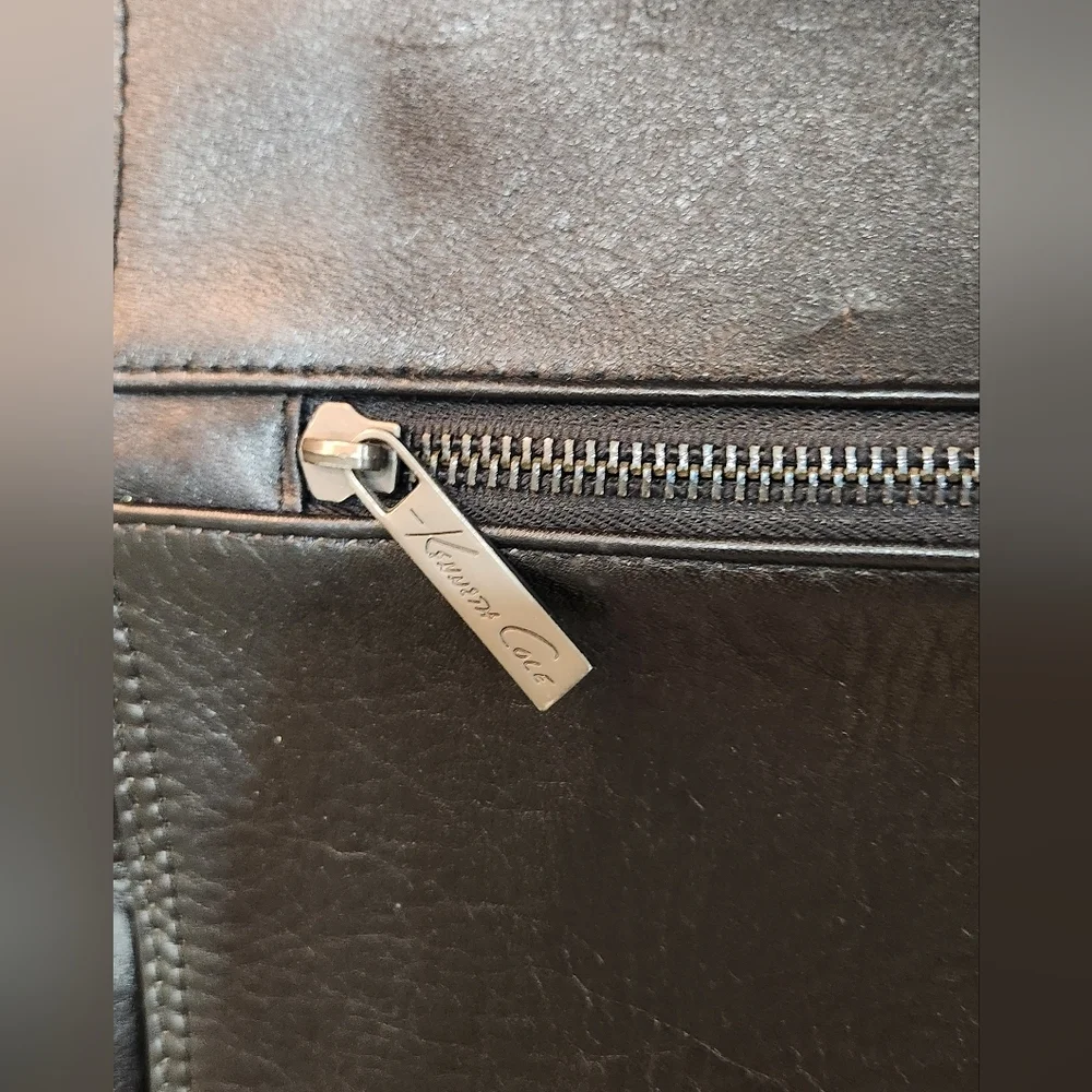 Kenneth Cole Pebbled Black Leather Laptop Messenger Bag
